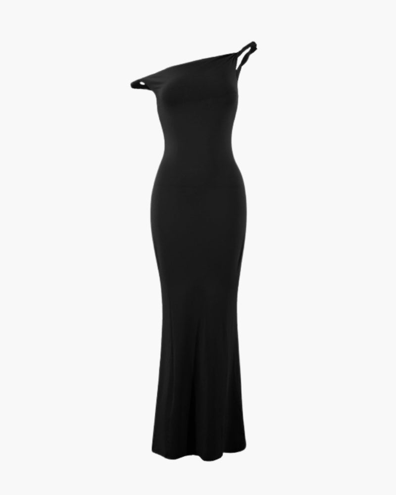 Elegant One-Shoulder Bodycon Maxi Dress