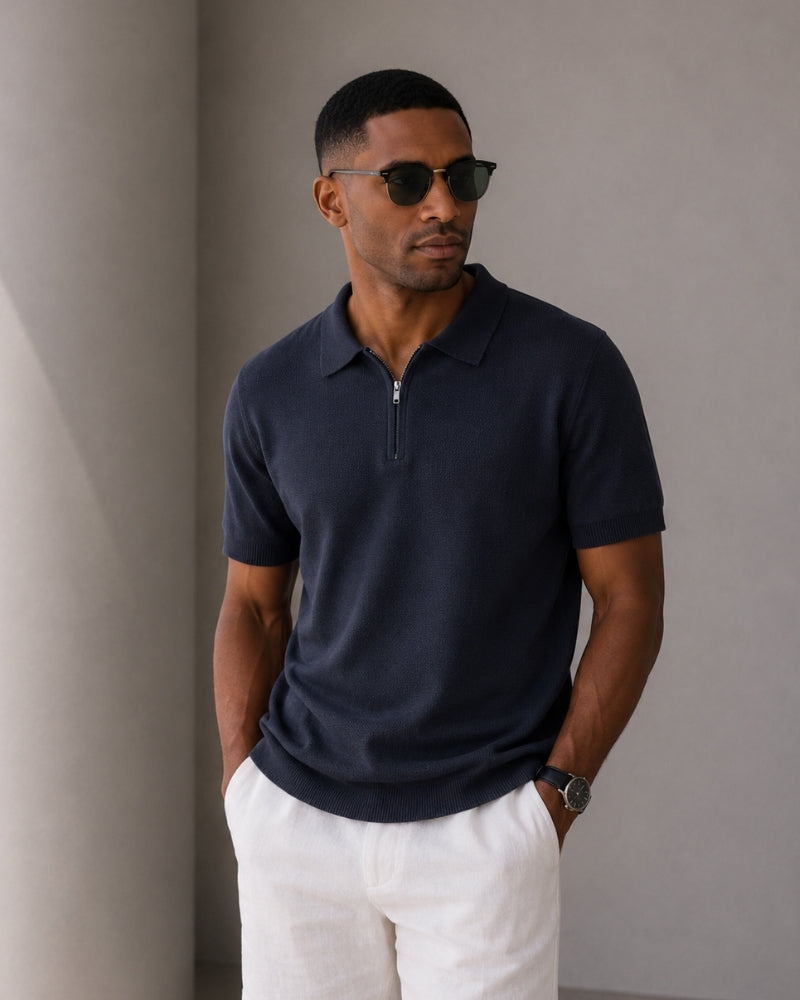 Marbella Classic Zip-Up Polo Shirt