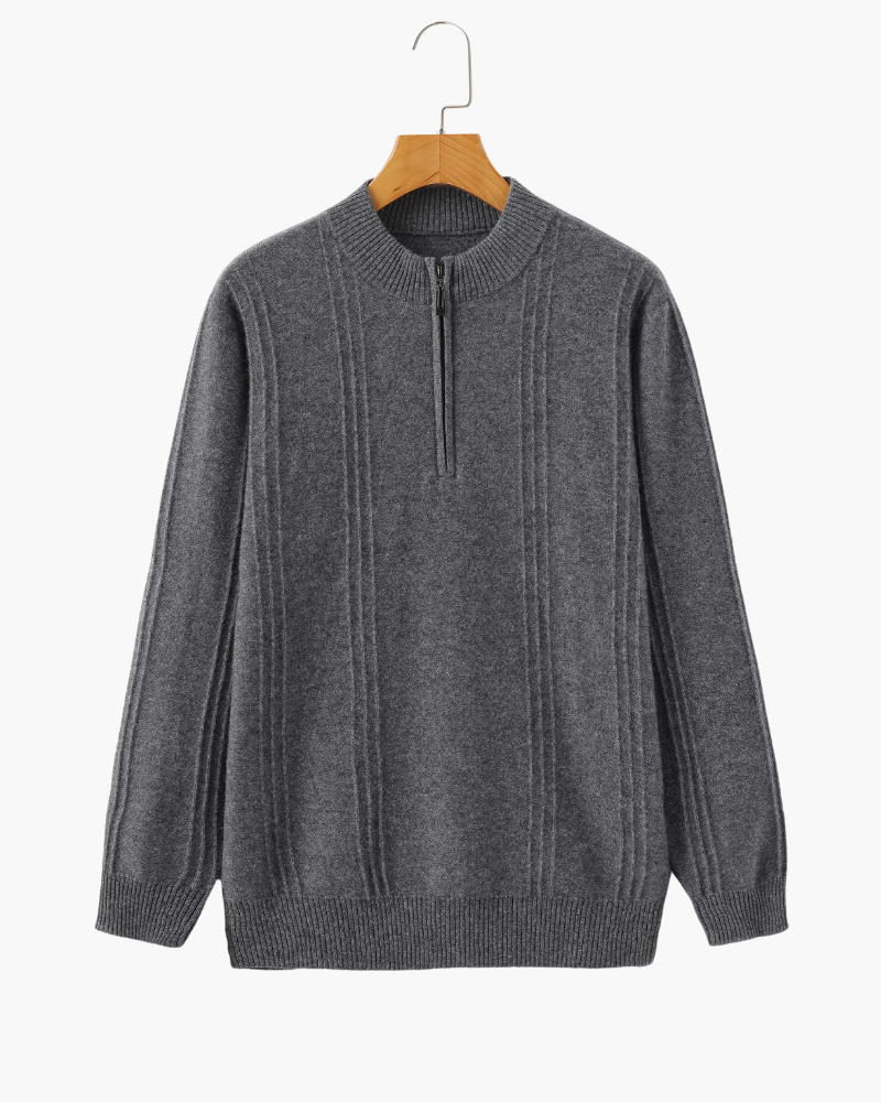 100% Luxurious Cashmere Ribbed Half-Zip Sweater