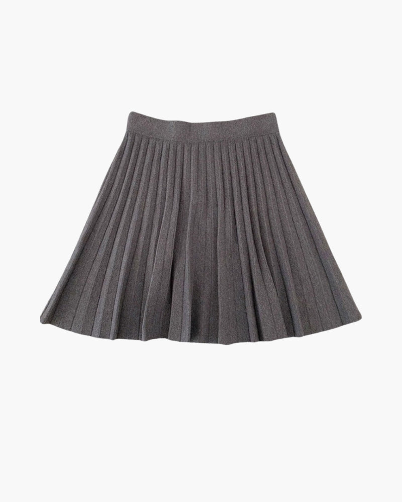 Oxford Pleated Wool Mini Skirt