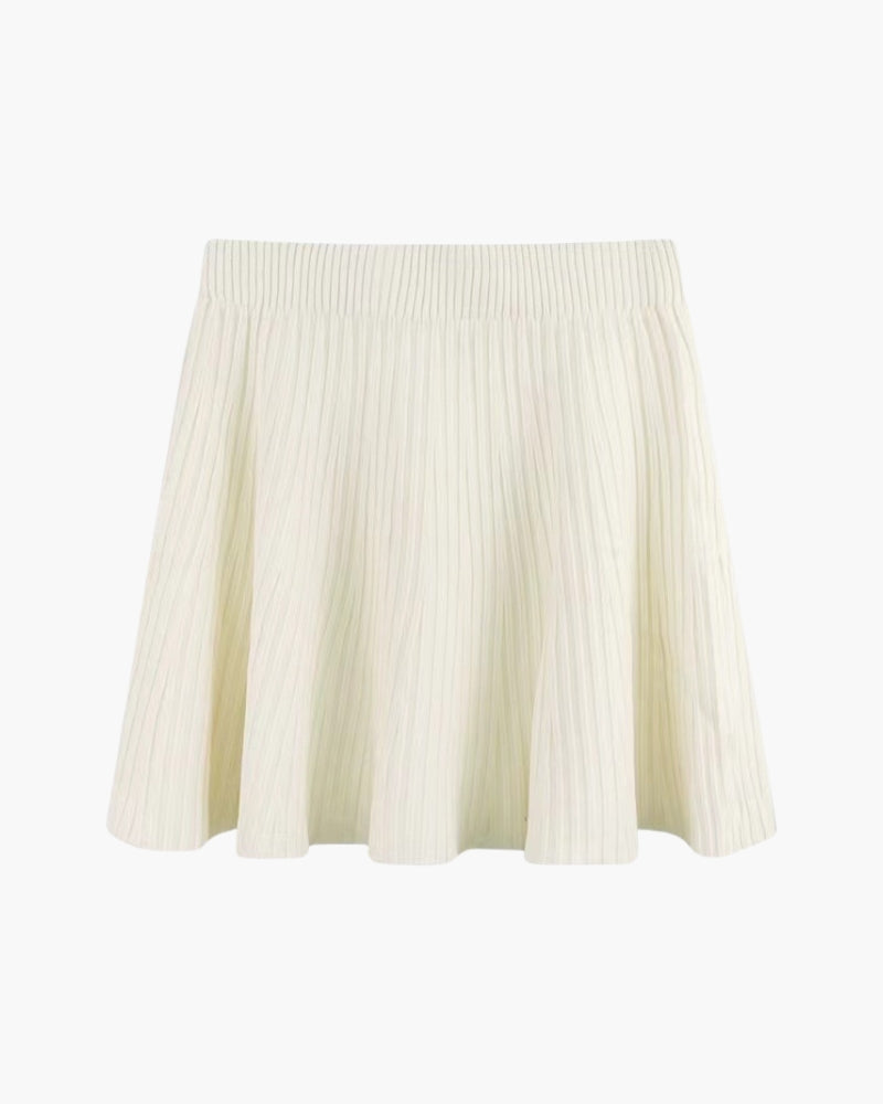 Oxford Pleated Wool Mini Skirt