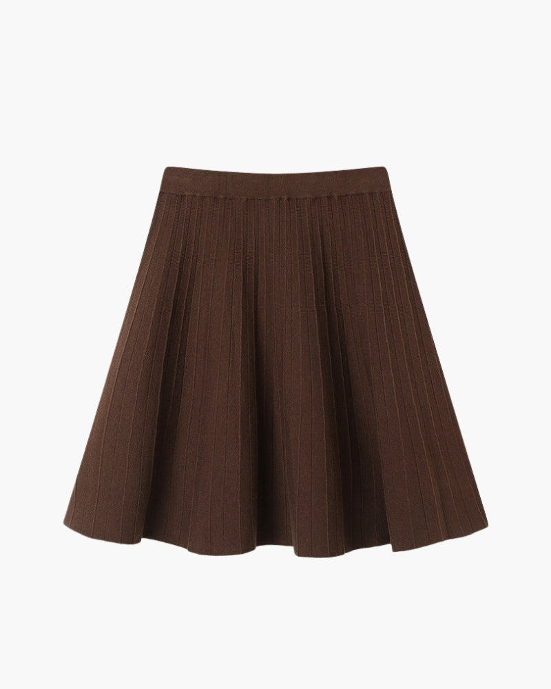 Oxford Pleated Wool Mini Skirt