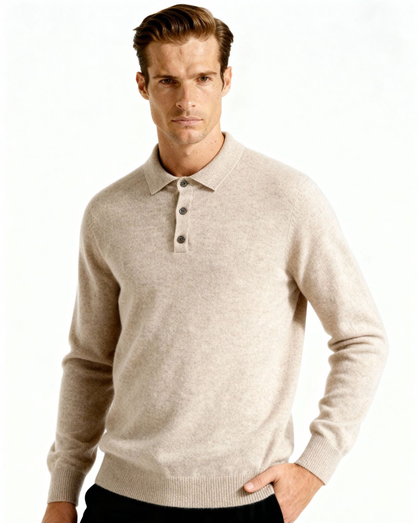 100% Luxurious Cashmere Polo Sweater