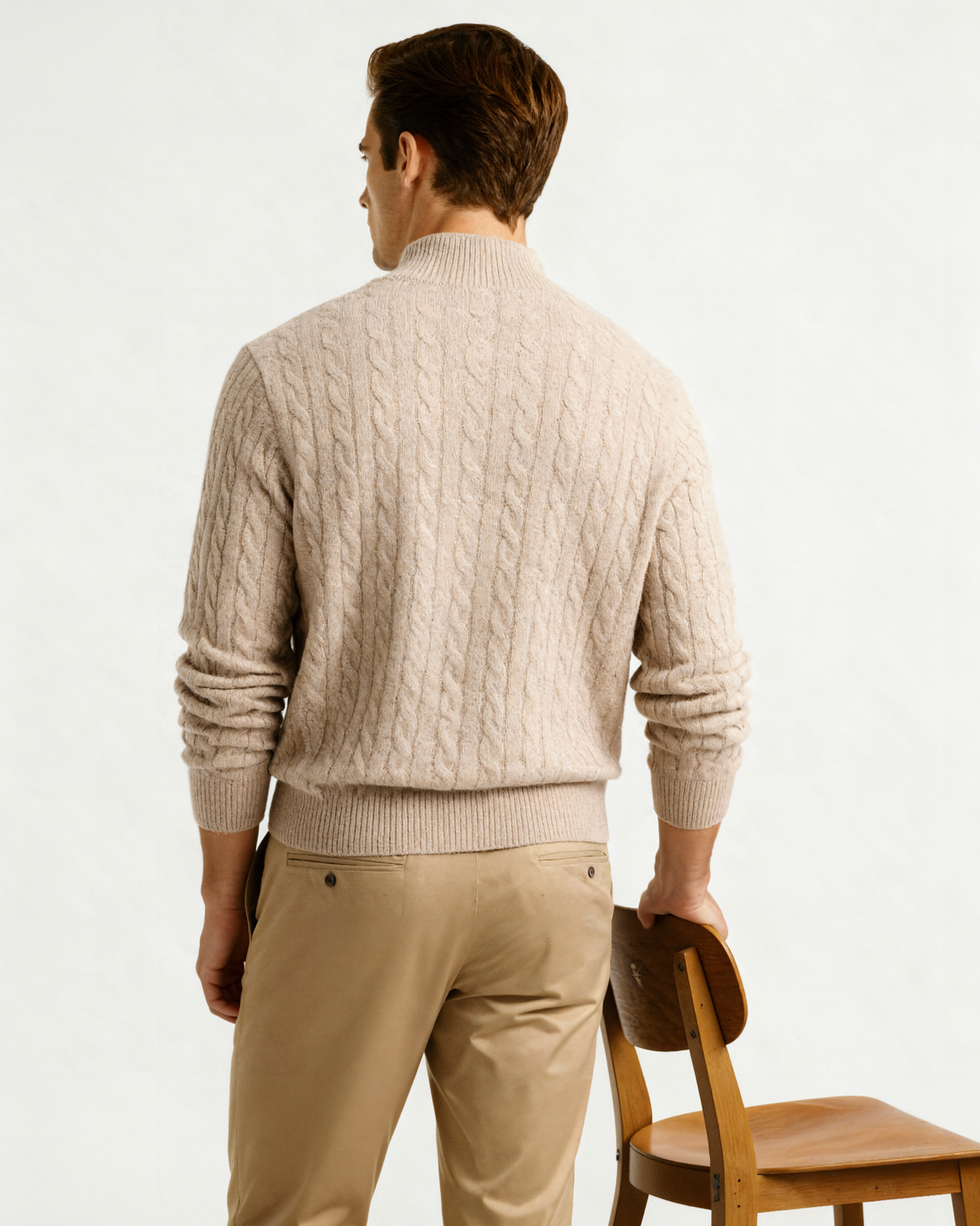 100% Luxurious Cashmere Woven Half-Zip Sweater