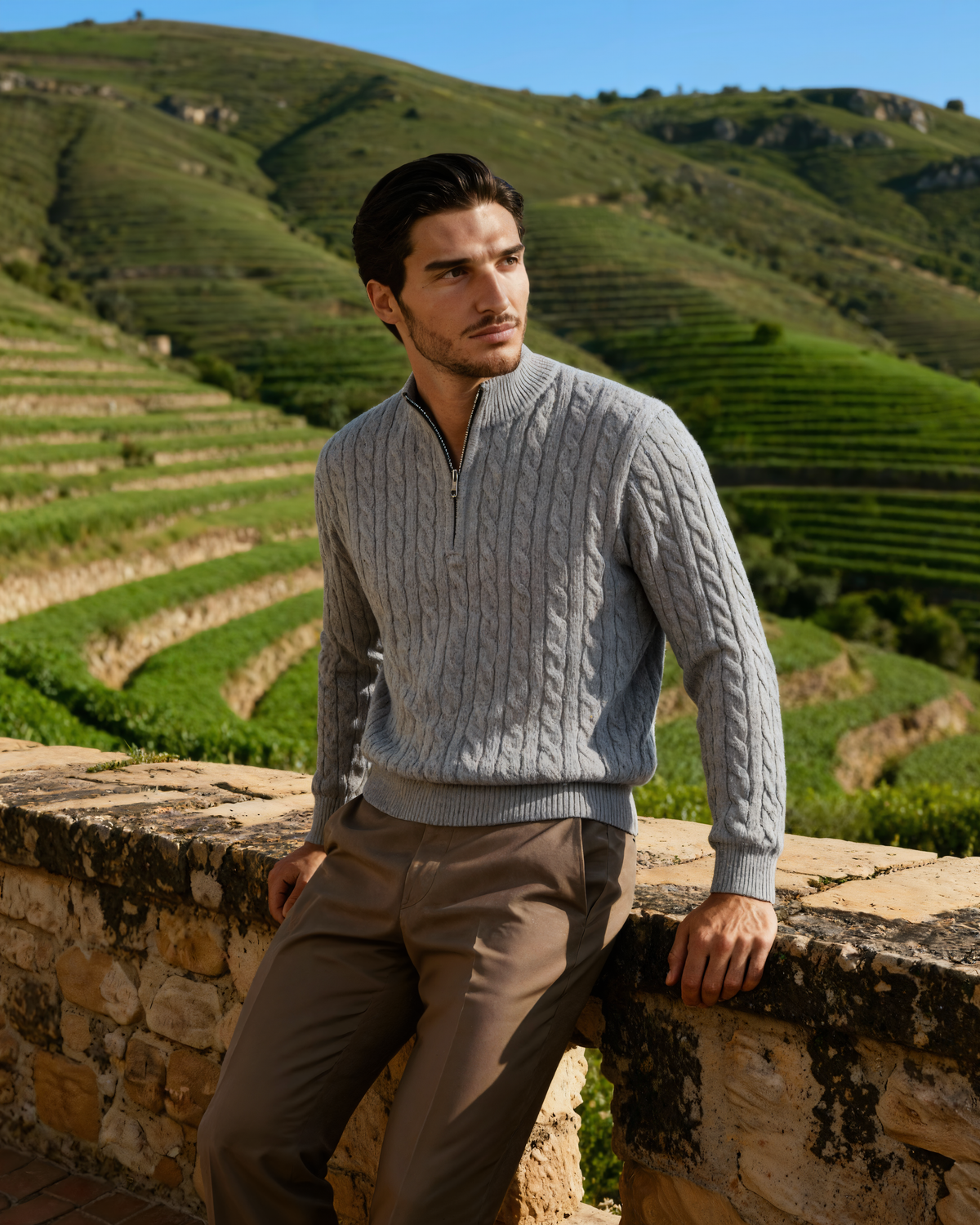 100% Luxurious Cashmere Woven Half-Zip Sweater