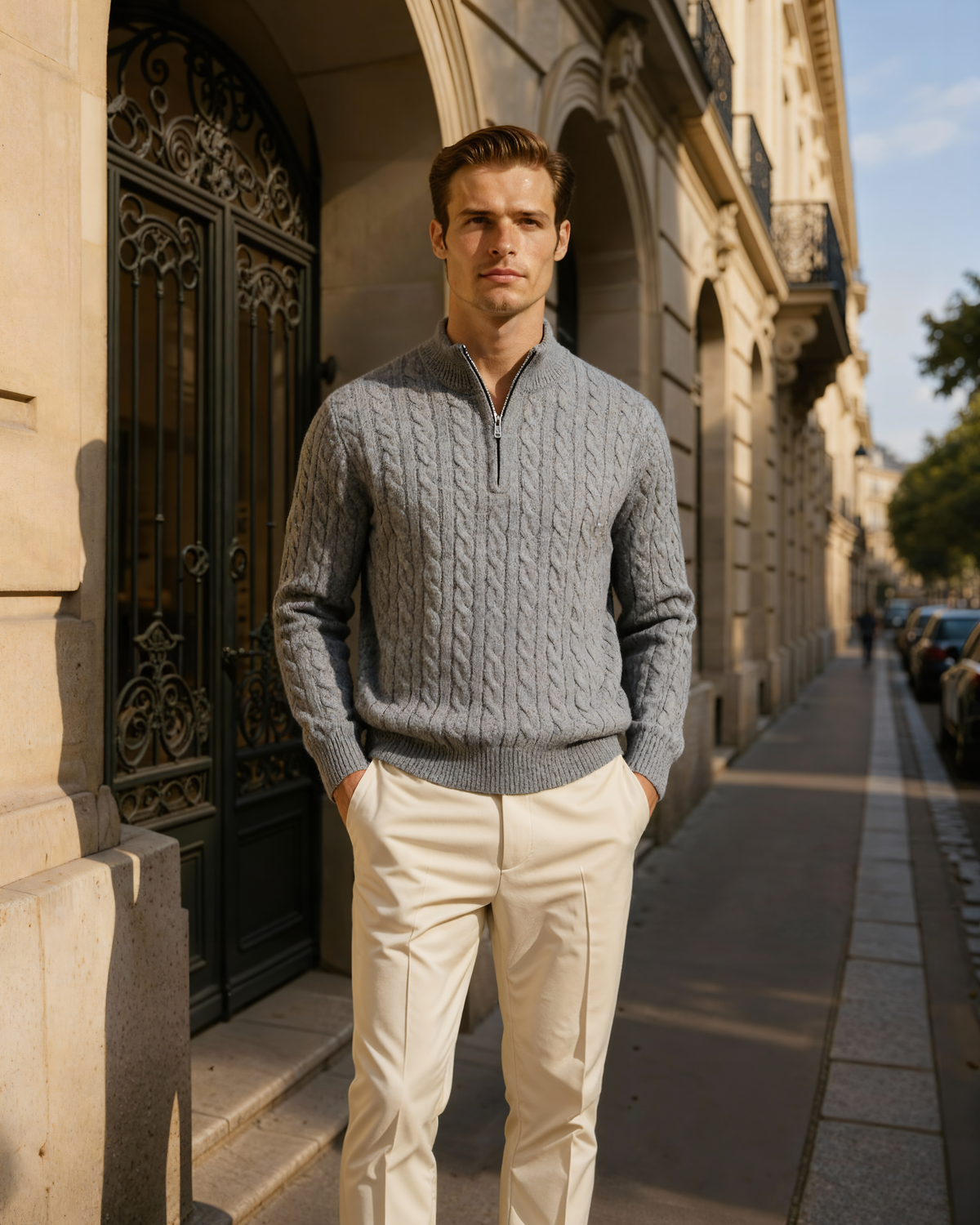 100% Luxurious Cashmere Woven Half-Zip Sweater