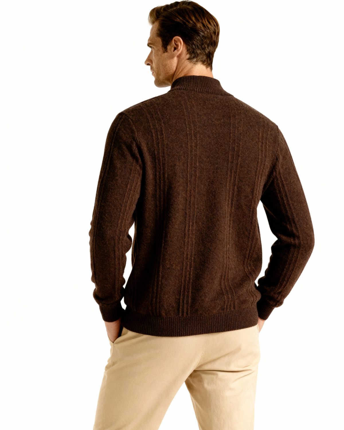 100% Luxurious Cashmere Ribbed Half-Zip Sweater