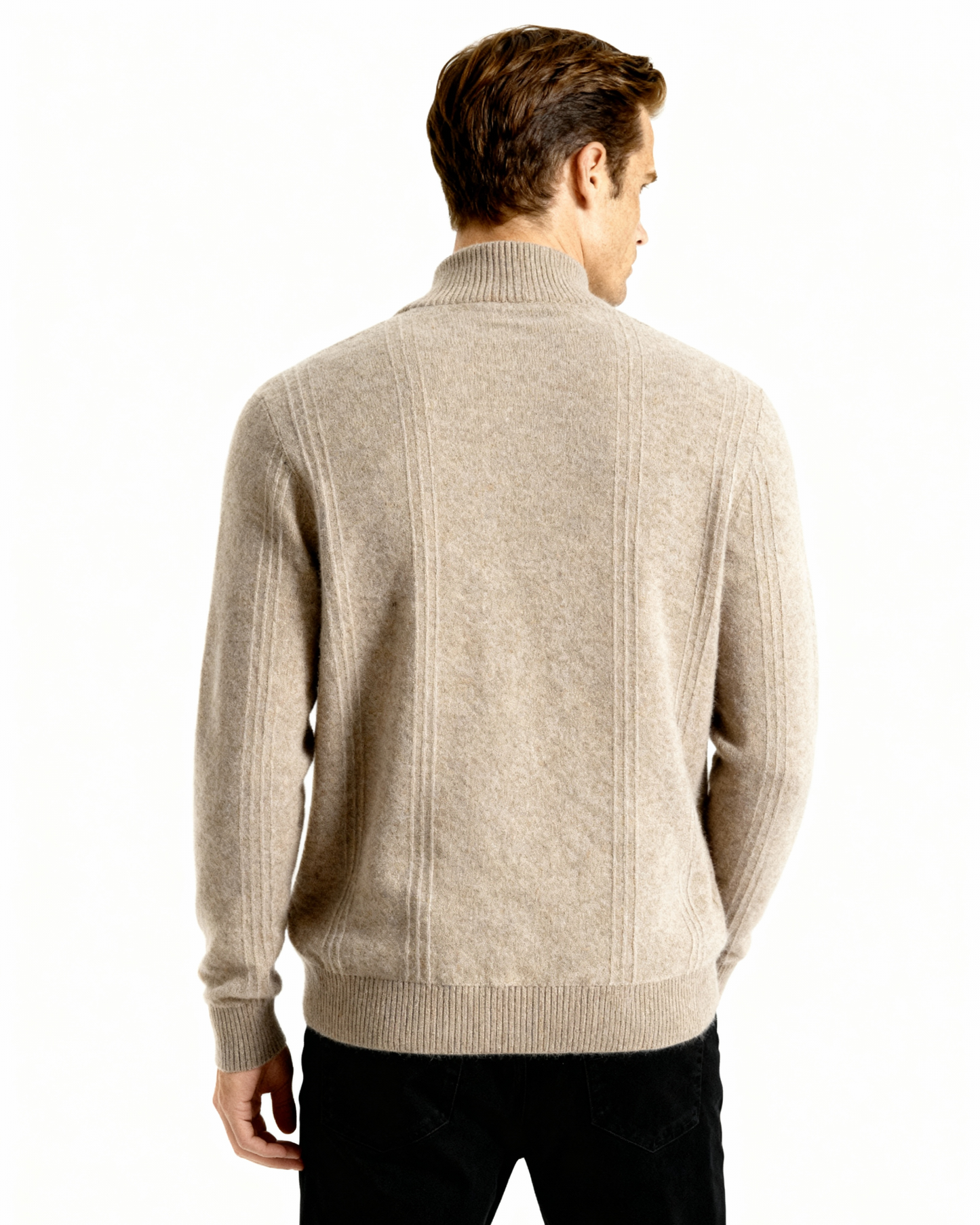 100% Luxurious Cashmere Ribbed Half-Zip Sweater