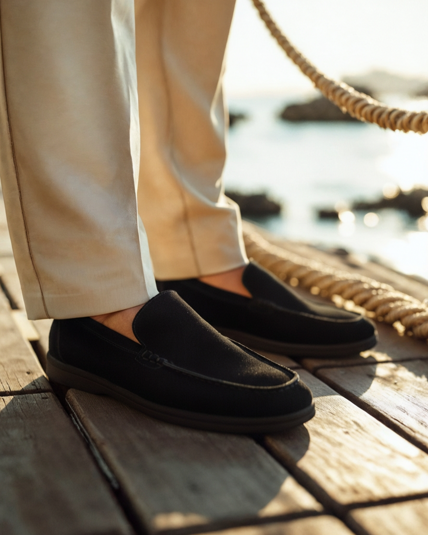 Premium Suede Loafers with Sleek Black Soles