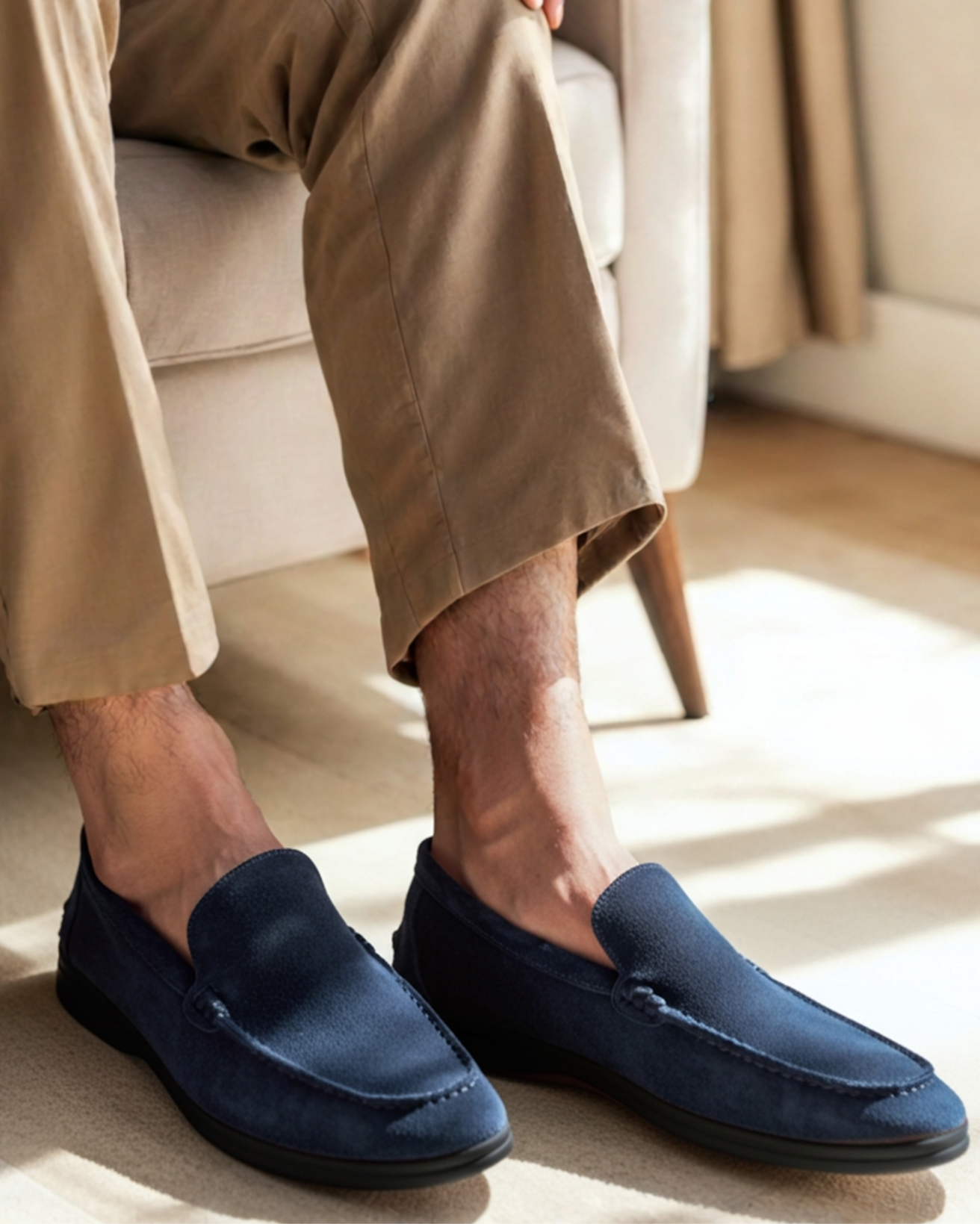 Premium Suede Loafers with Sleek Black Soles