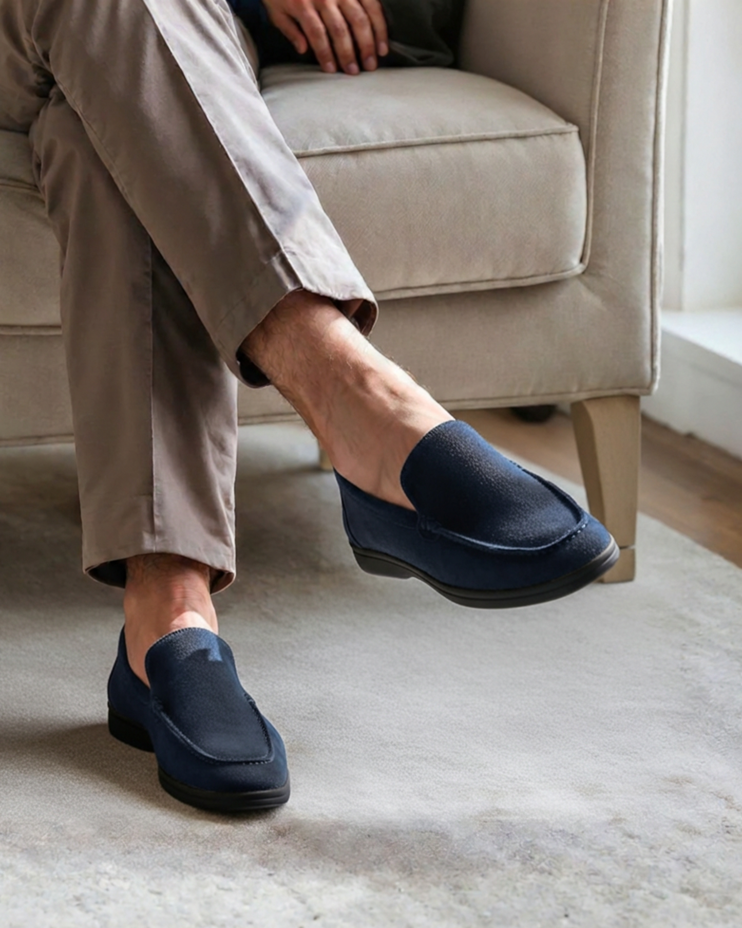 Premium Suede Loafers with Sleek Black Soles